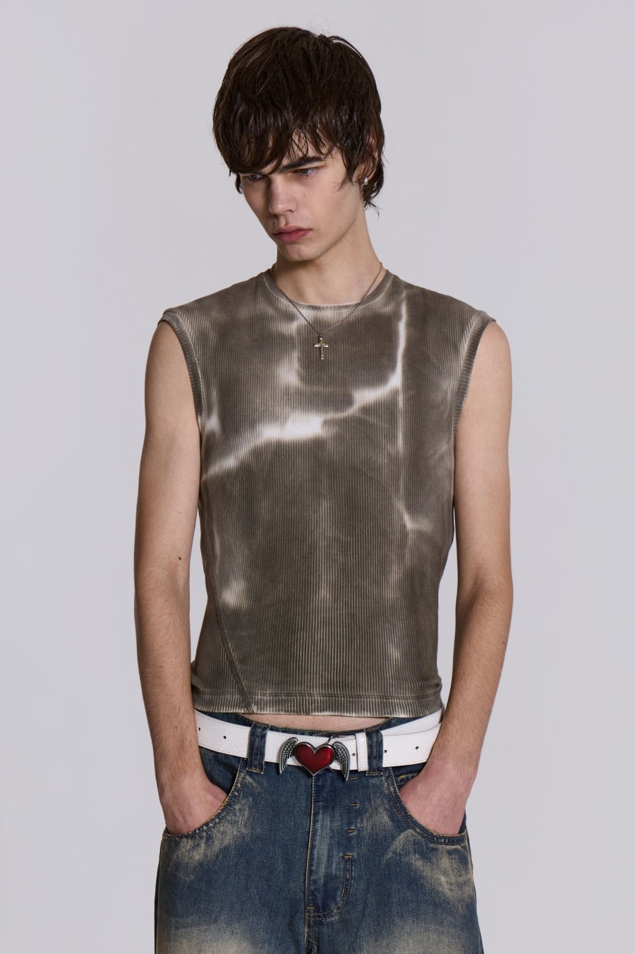 Men Jaded London Vests | Grey Glare Tank