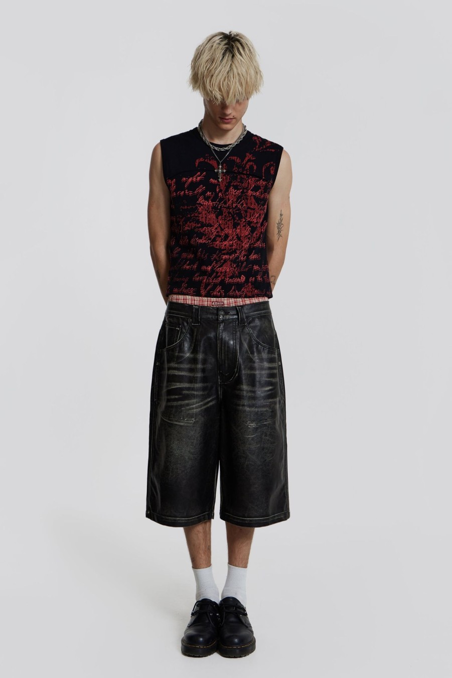 Men Jaded London Shorts & Jorts | Ash Faux Leather Colossus Shorts