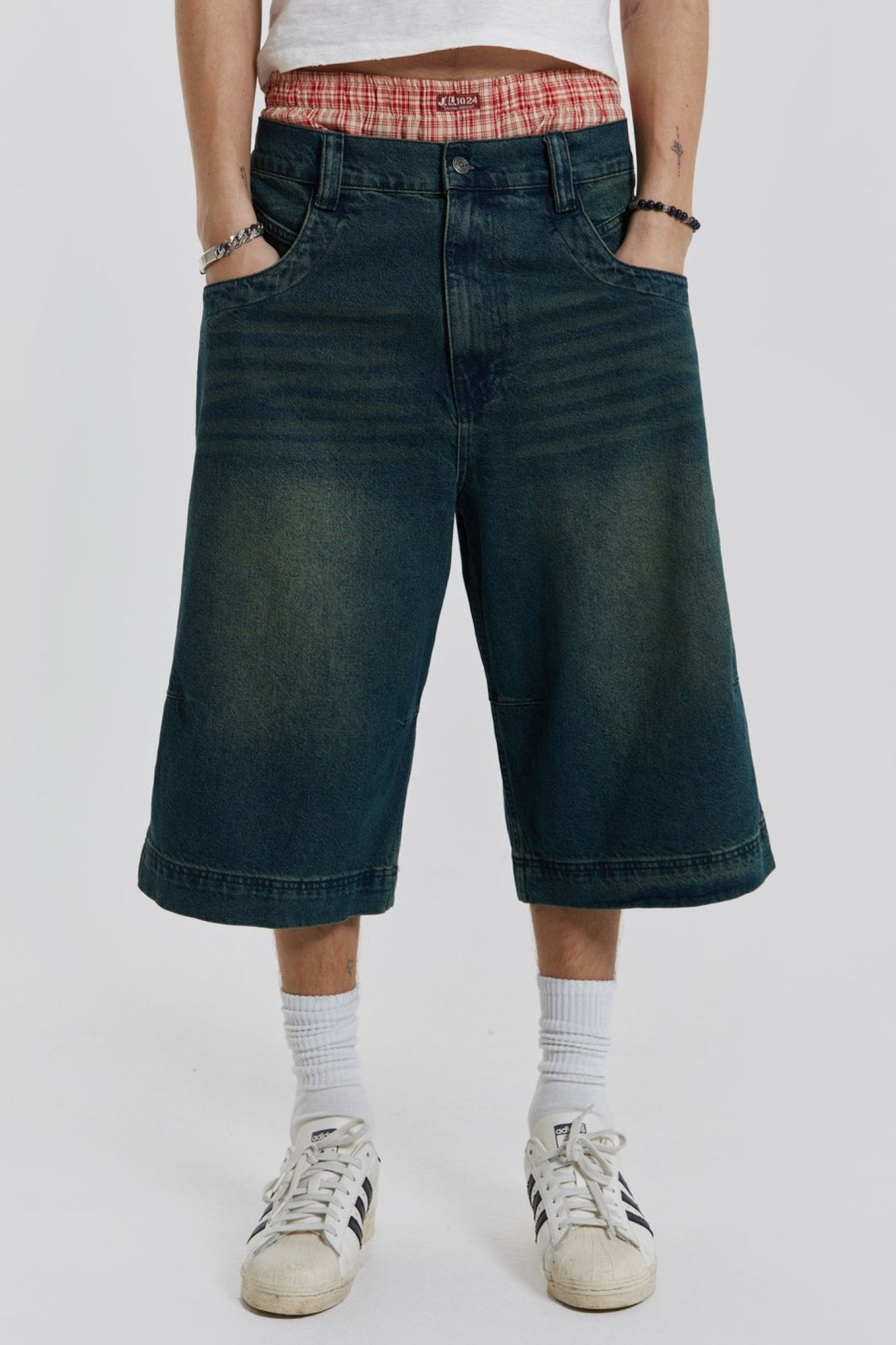 Men Jaded London Jorts | Axle Sandblast Denim Jorts