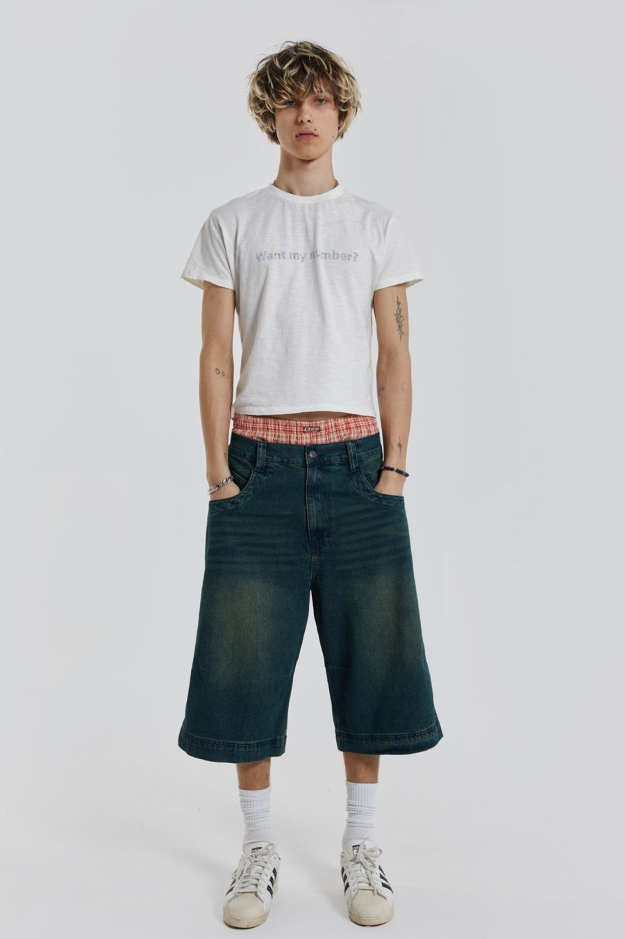 Men Jaded London Jorts | Axle Sandblast Denim Jorts