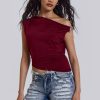 Women Jaded London Crop Tops | Dare To Drape Top In Red Wine