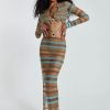 Women Jaded London Maxi Dresses | Allure Stripe Knitted Maxi Dress