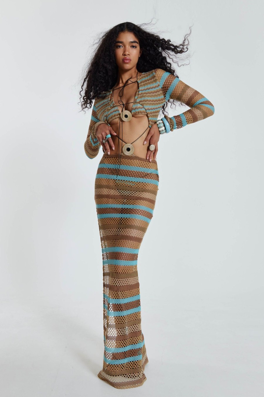 Women Jaded London Maxi Dresses | Allure Stripe Knitted Maxi Dress