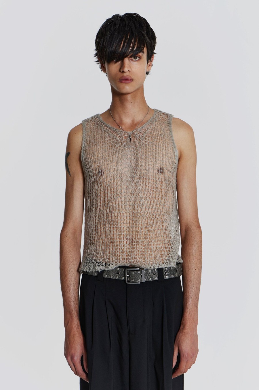 Men Jaded London Vests | Dust Knit Tank