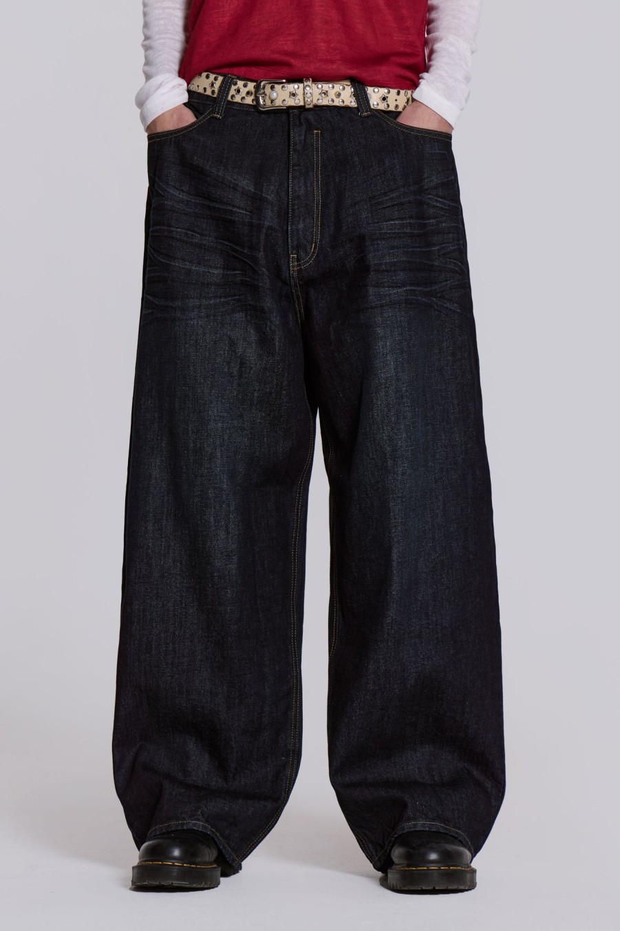 Women Jaded London Colossus Jeans | Creased Indigo Xl Colossus Jeans