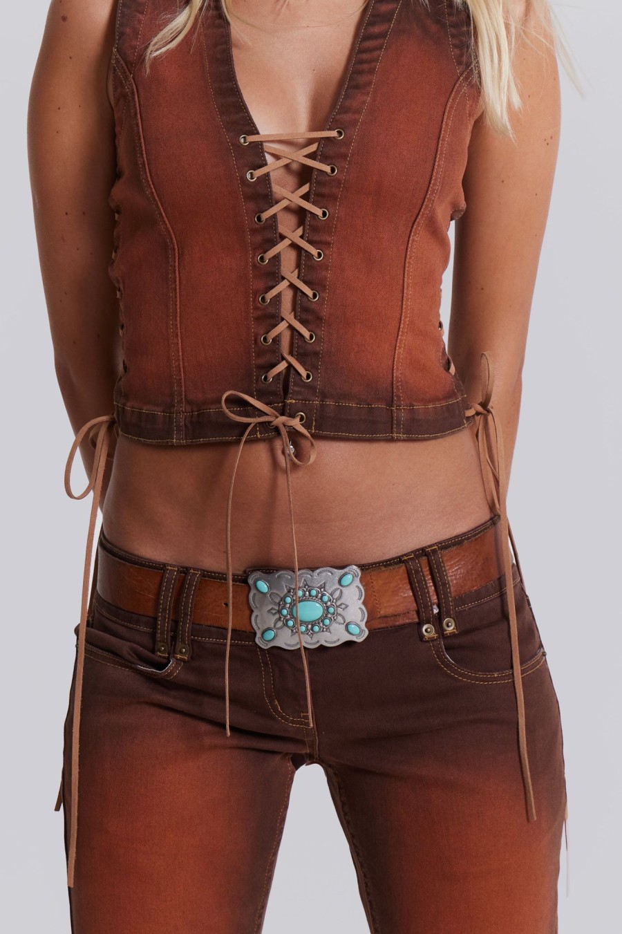 Women Jaded London | Genesis Denim Lace Up Corset Top