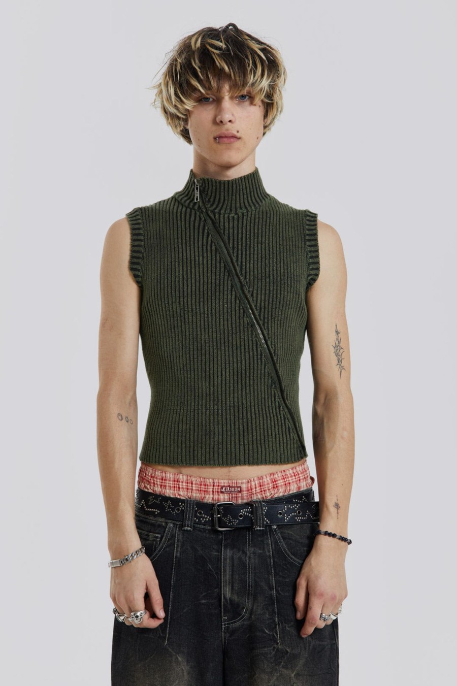 Men Jaded London Vests | Lure Asymmetric Knit