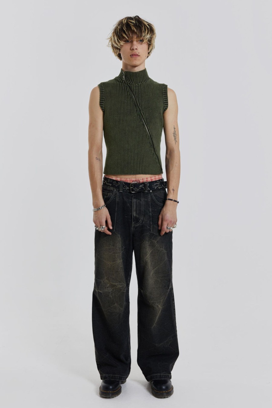 Men Jaded London Vests | Lure Asymmetric Knit