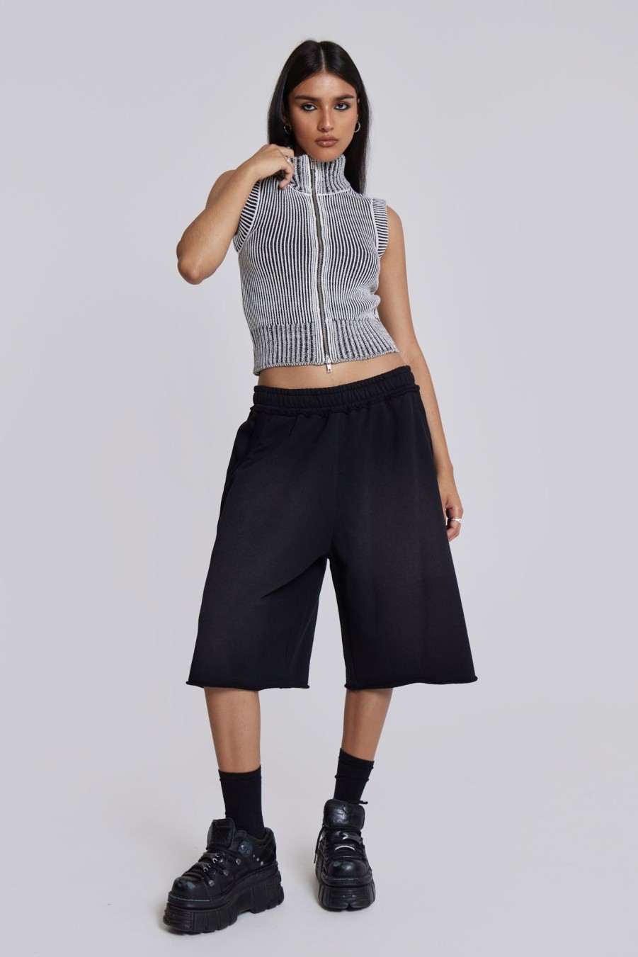 Women Jaded London Joggers & Sweatpants | Washed Black Colossus Jogger Shorts