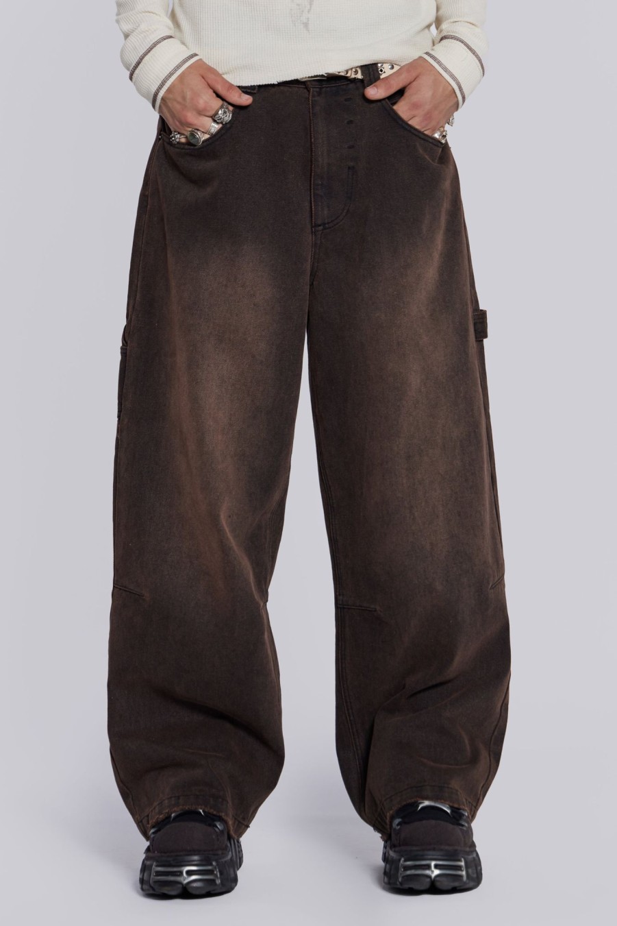 Men Jaded London Baggy Jeans | Brown Colossus Carpenter Jeans