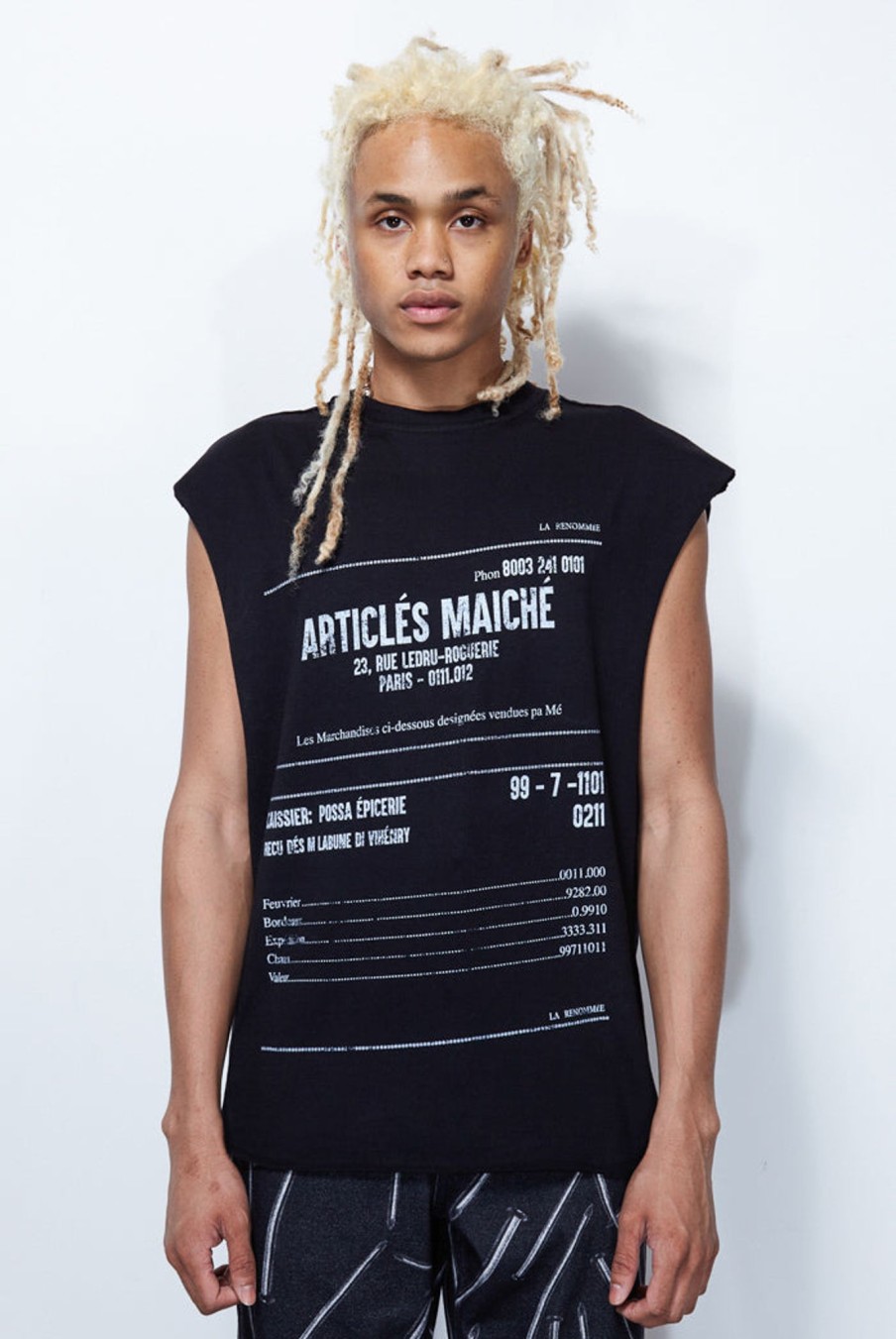 Men Jaded London Vests | Black Receipt Print Vest