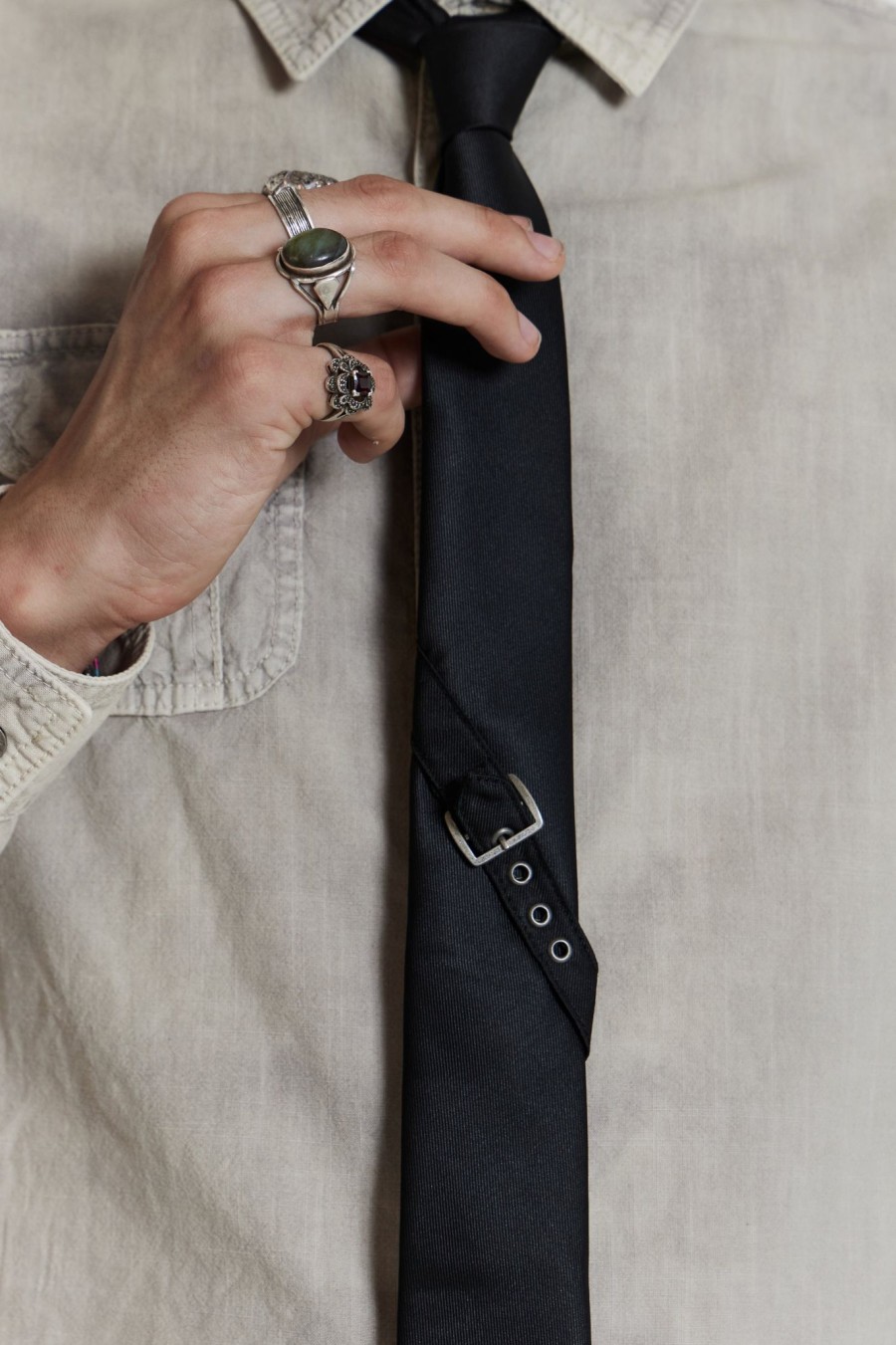 Men Jaded London | Black Buckle Tie