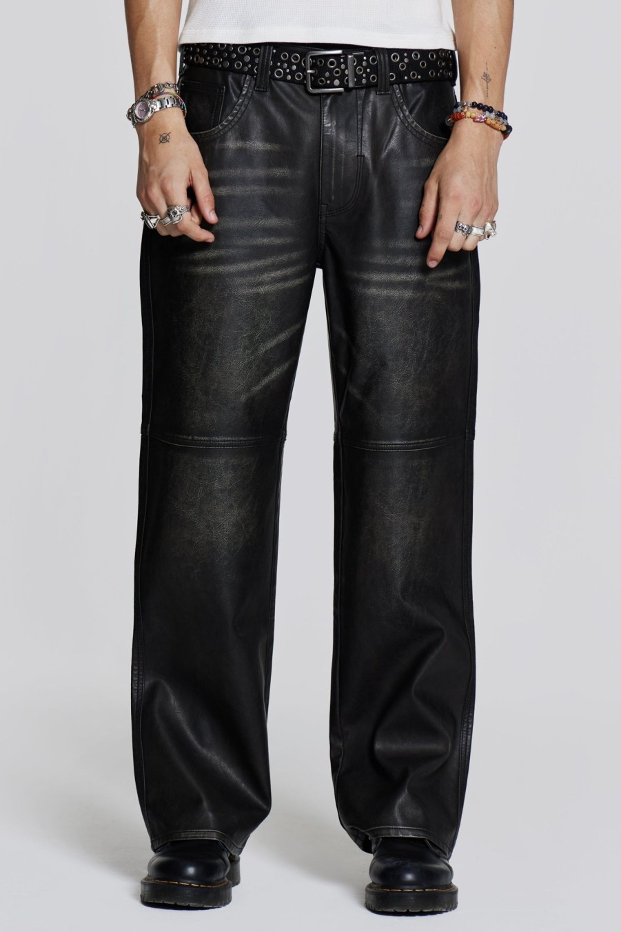 Men Jaded London Jeans | Ash Faux Leather Pants