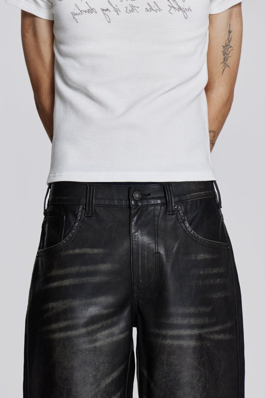 Men Jaded London Jeans | Ash Faux Leather Pants