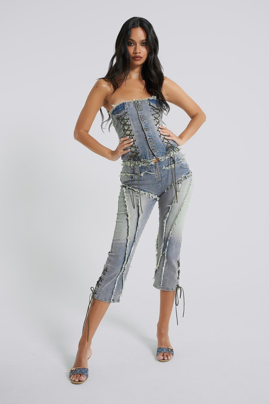 Women Jaded London Corsets | Get Riding 5 In 1 Detachable Denim Jumpsuit