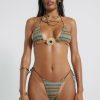 Women Jaded London Bikini Tops | Allure Striped Knit Micro Triangle Bikini Top