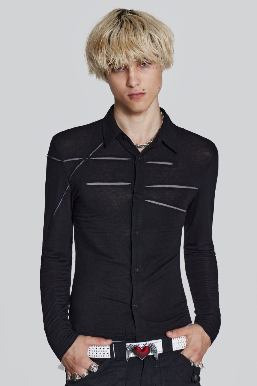 Men Jaded London Shirts | Black Rift Shirt