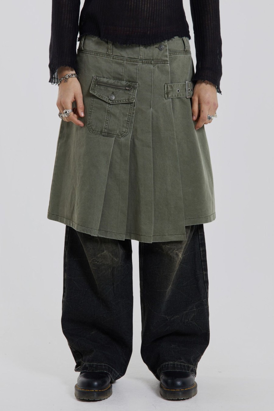 Men Jaded London Kilts | Khaki Anarcho Kilt