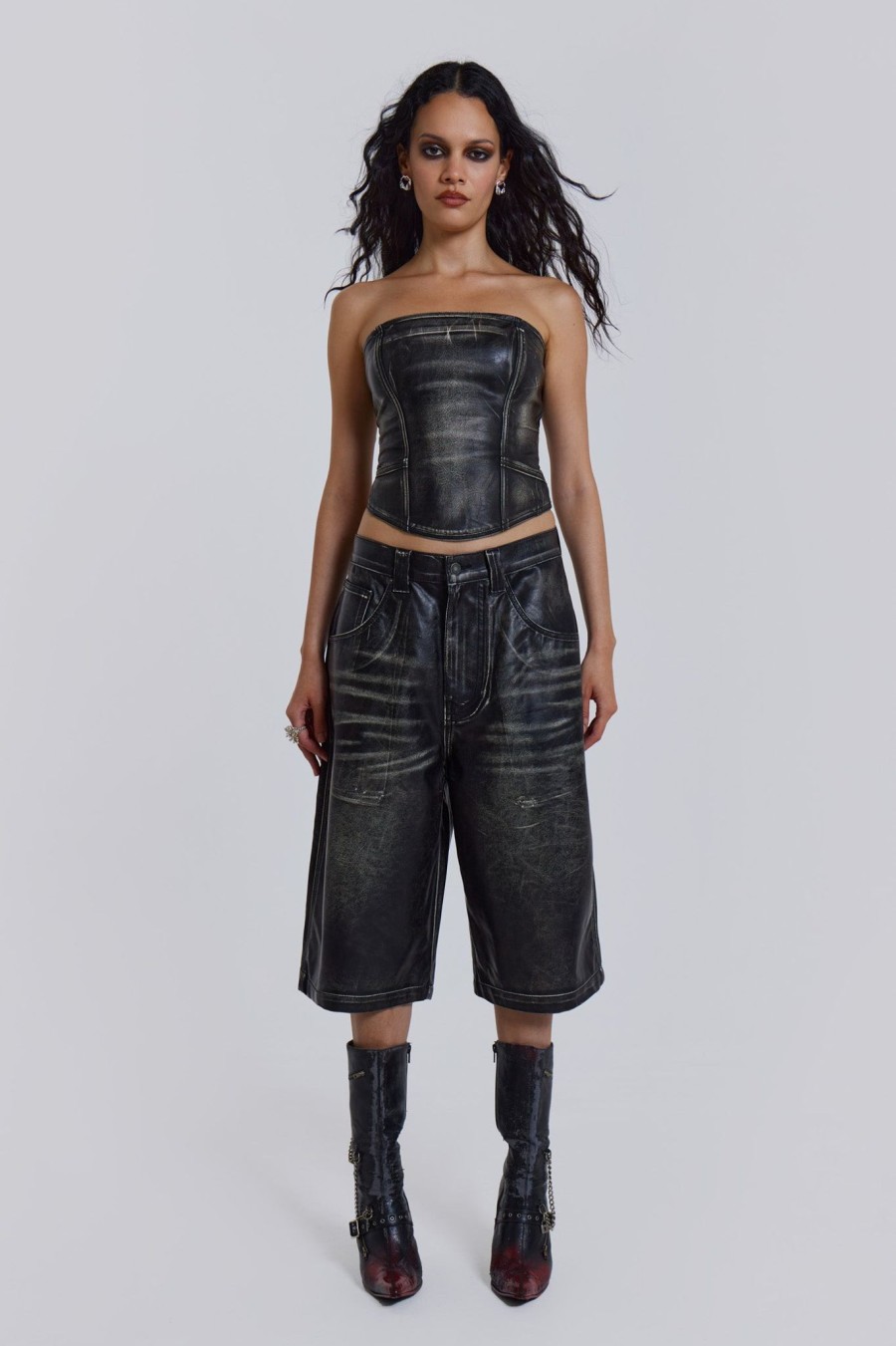 Women Jaded London | Ash Faux Leather Colossus Shorts