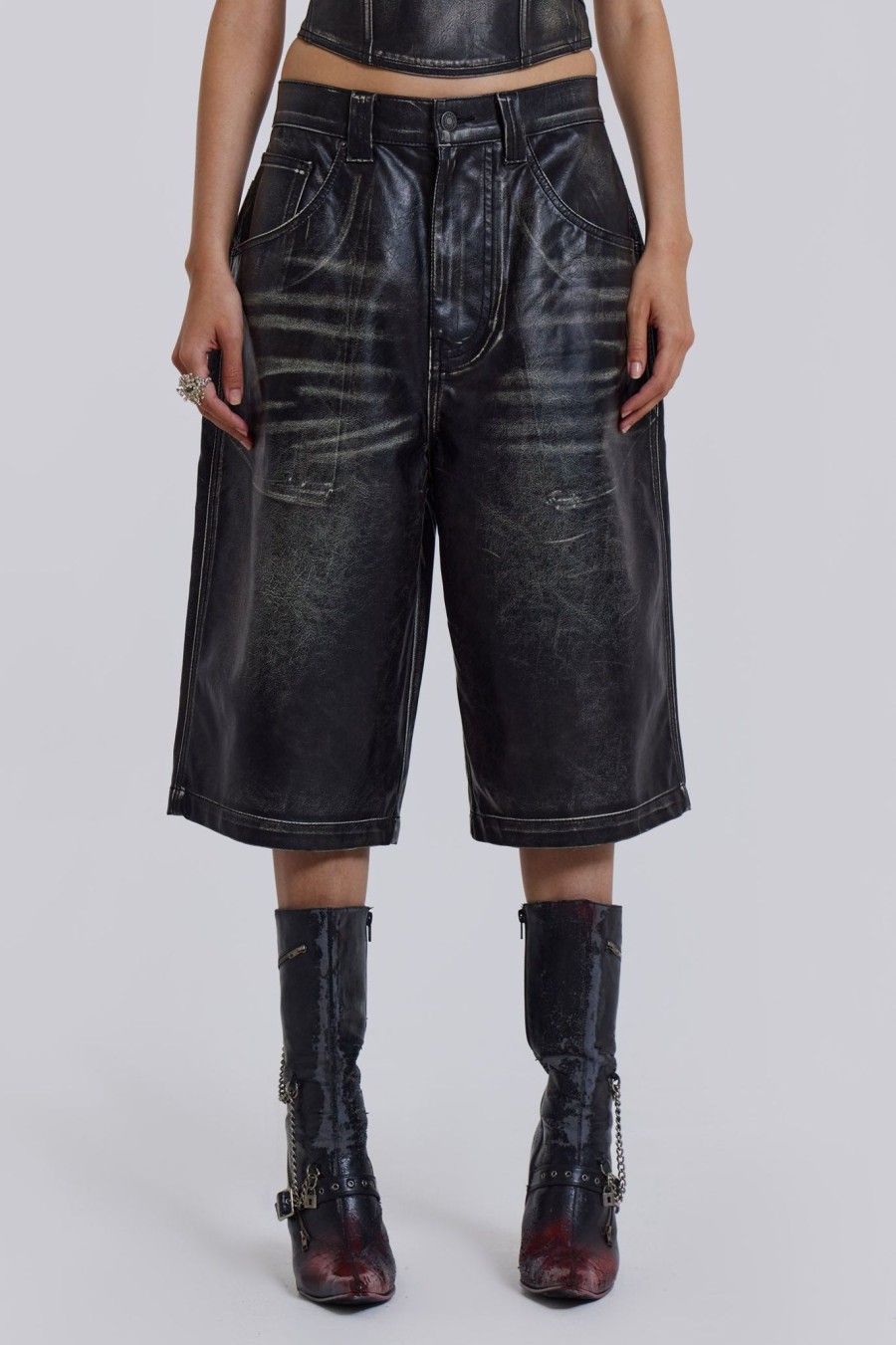 Women Jaded London | Ash Faux Leather Colossus Shorts