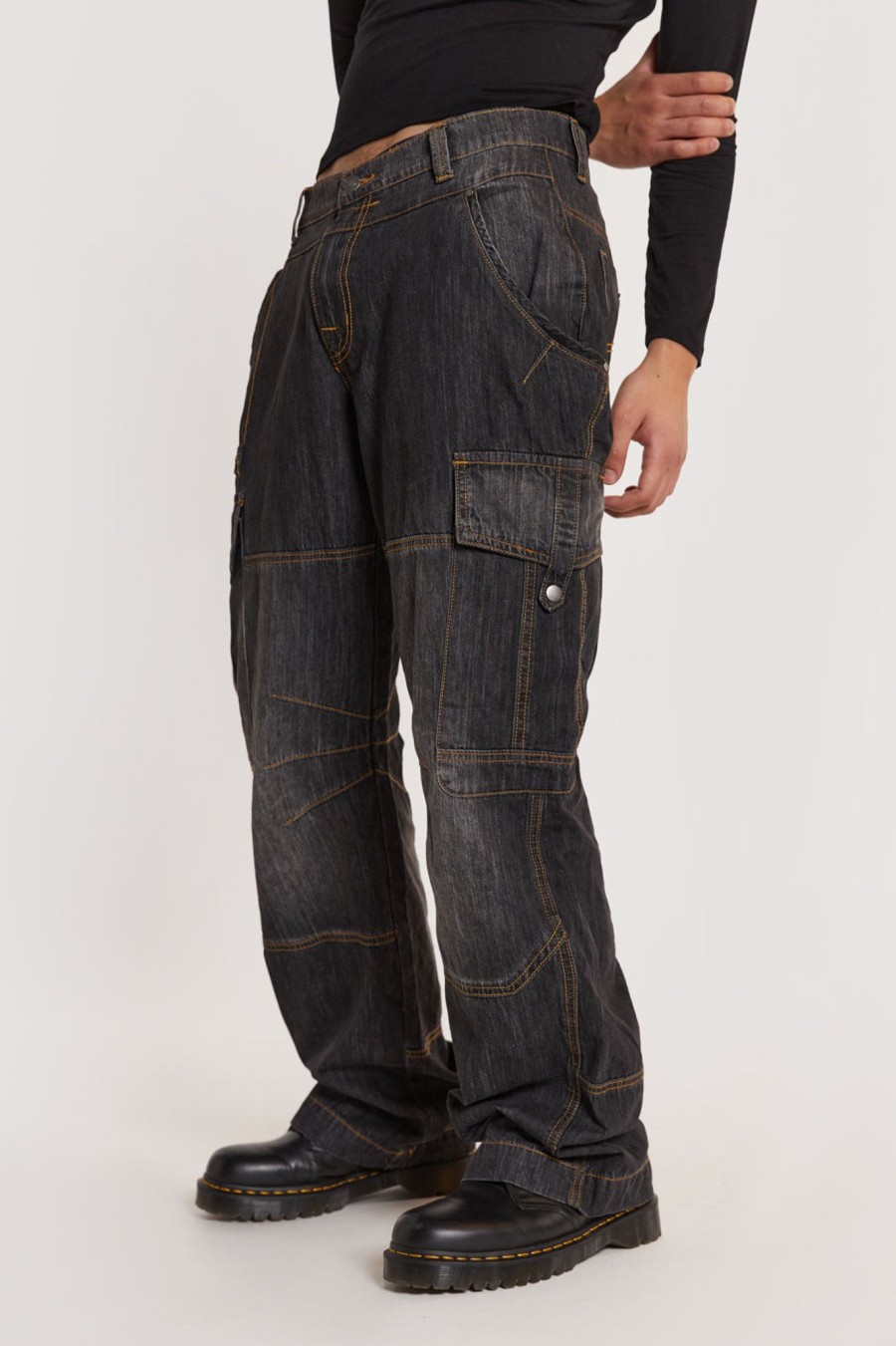 Men Jaded London Jeans | Black Millennium Cargo Jeans