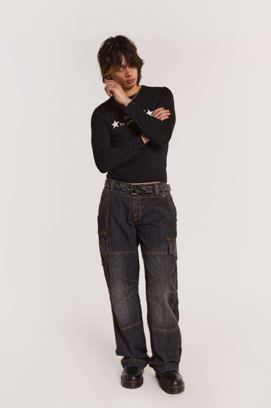 Men Jaded London Jeans | Black Millennium Cargo Jeans