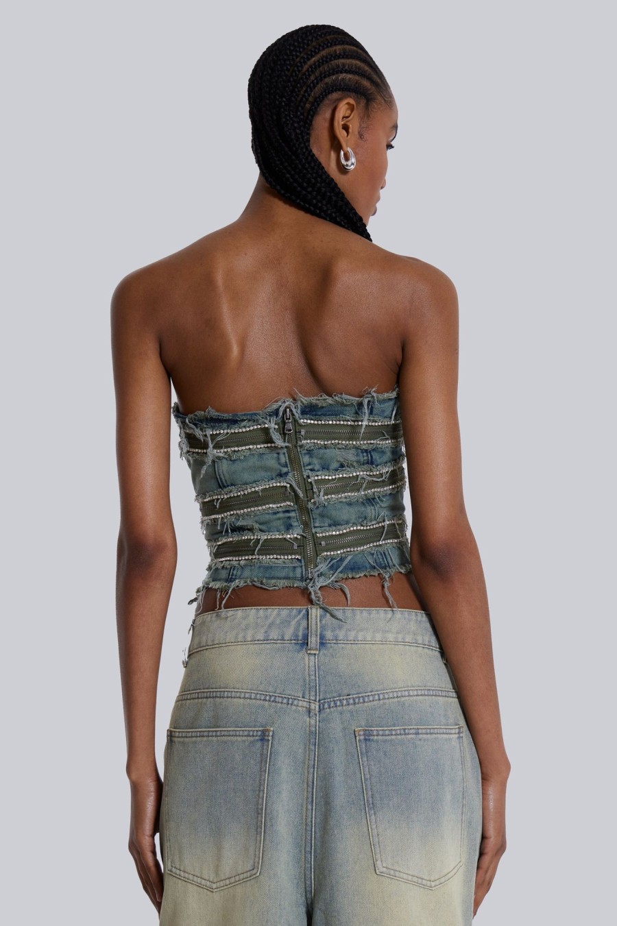 Women Jaded London Corsets | Sub-Rosa Denim Corset Top