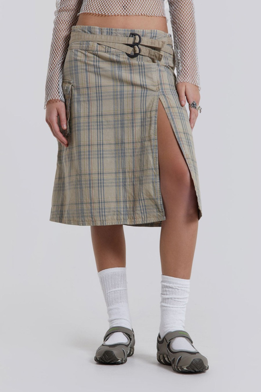 Women Jaded London Midi Skirts | Giselle Check Cargo Midi Skirt