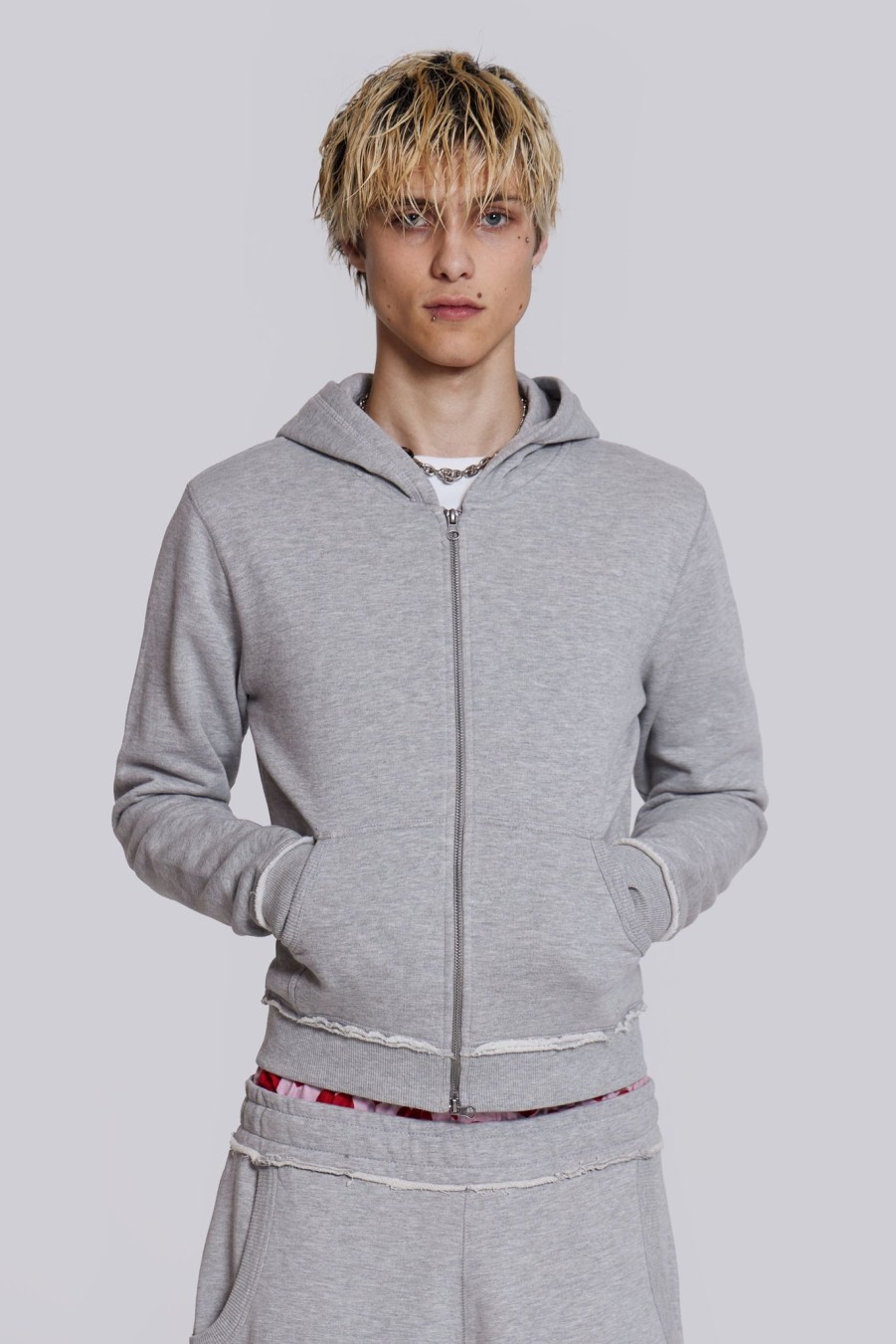 Men Jaded London Hoodies & Sweatshirts | Grey Marl Mini Monster Hoodie