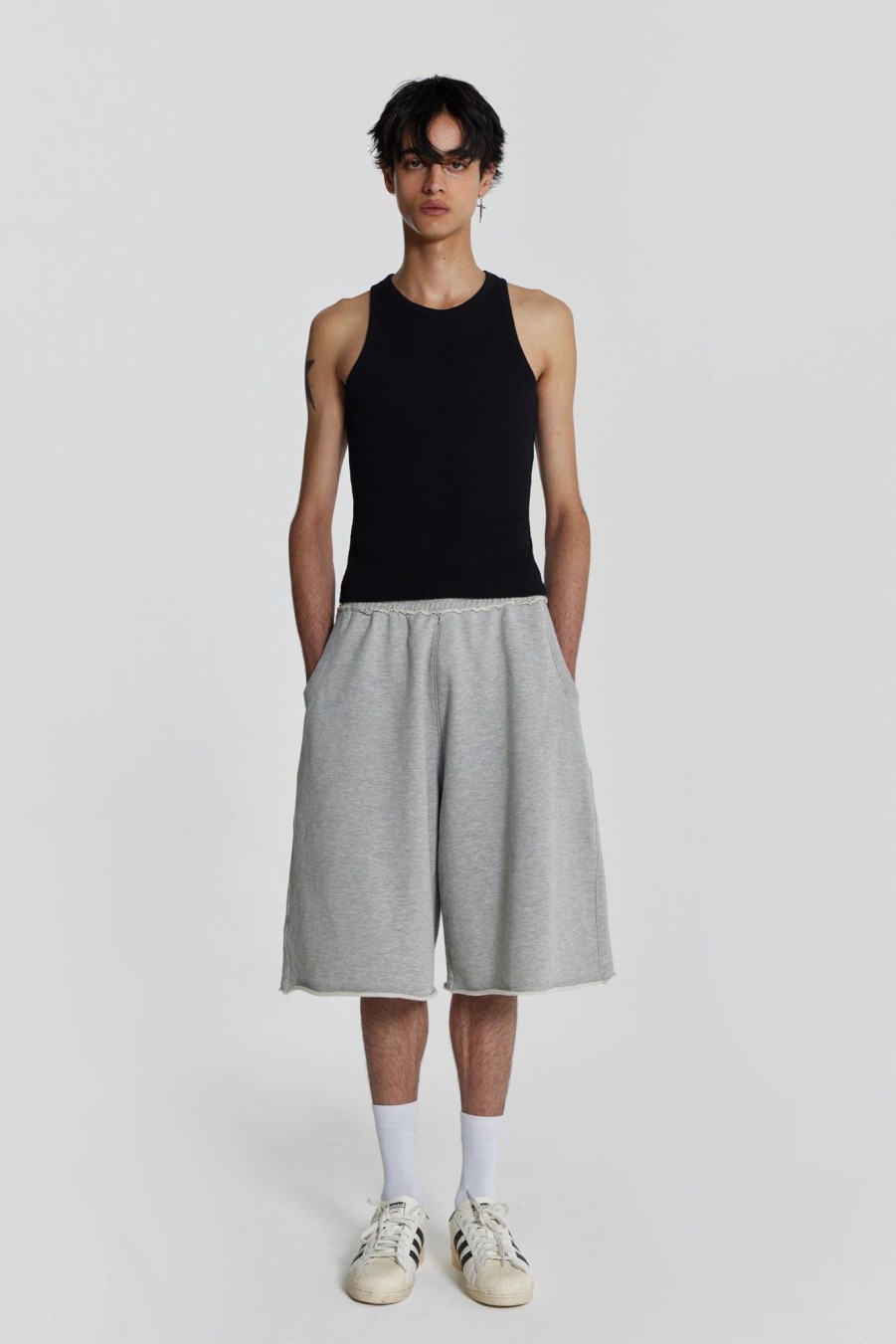 Men Jaded London Joggers & Sweatpants | Grey Marl Colossus Jogger Shorts