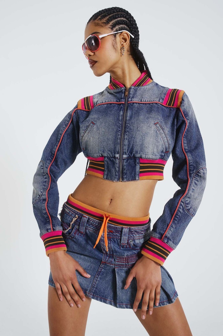 Women Jaded London | Sherbet Cropped Denim Jacket