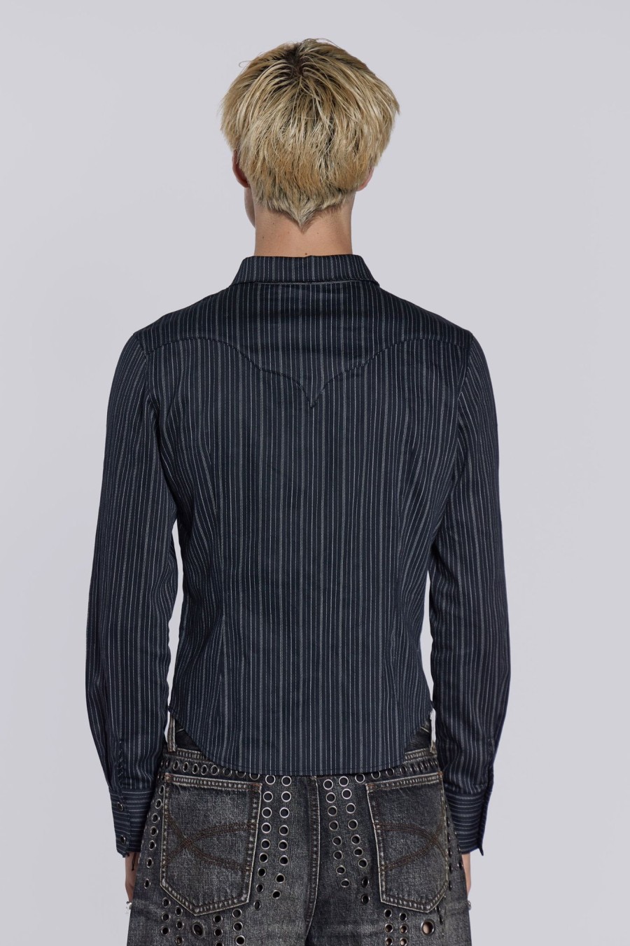 Men Jaded London Shirts | Pinstripe Bronco Shirt