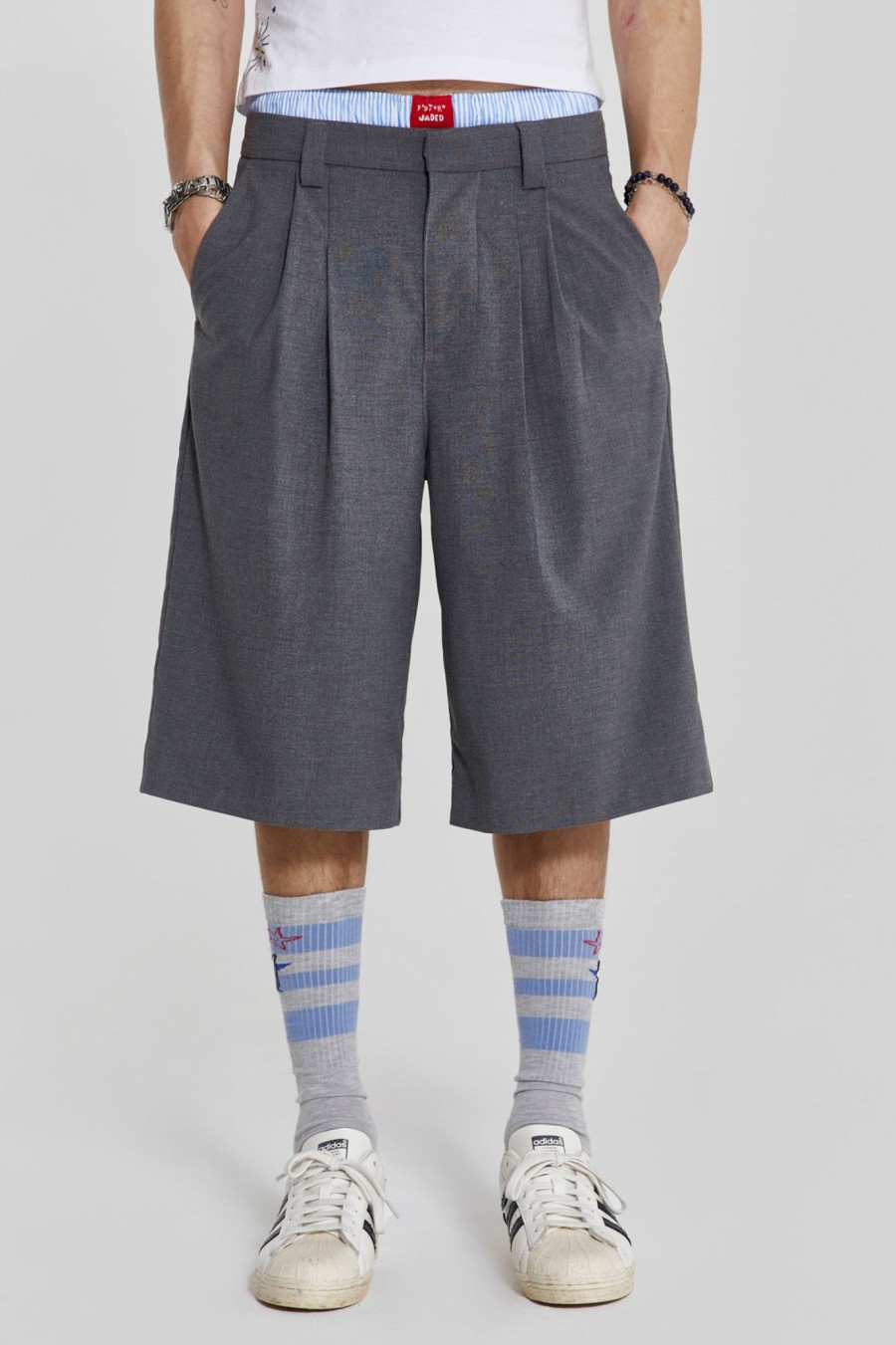 Men Jaded London Shorts & Jorts | Grey Goliath Tailored Shorts