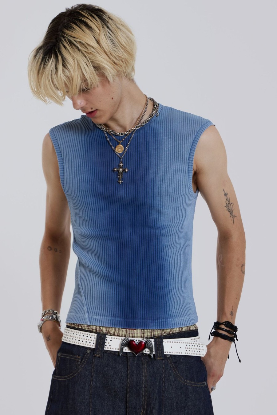 Men Jaded London Vests | Blue Glare Tank