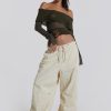 Women Jaded London Trousers & Pants | Ecru Parachute Cargo Pants