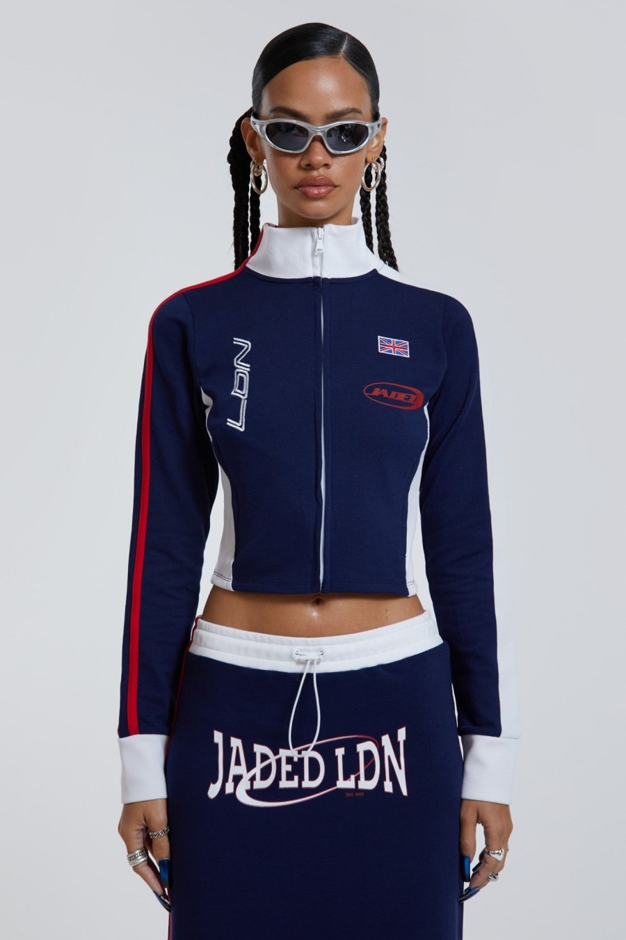 Women Jaded London | Blueprint Track Jacket With Full Zip