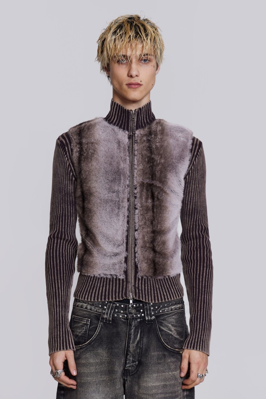 Men Jaded London | Faux Fur Lucid Knit