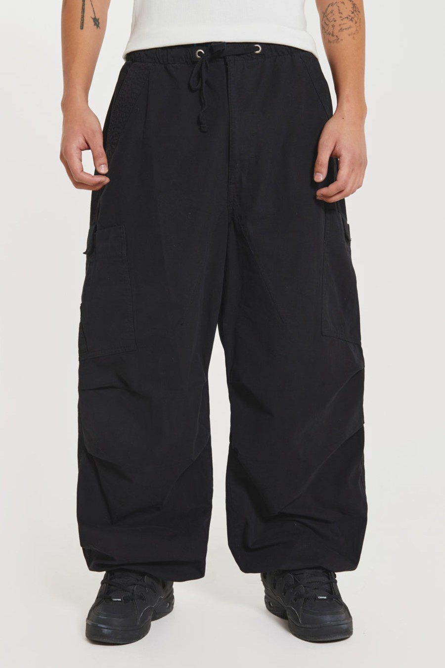 Men Jaded London Parachute Pants | Black Parachute Cargo Pants