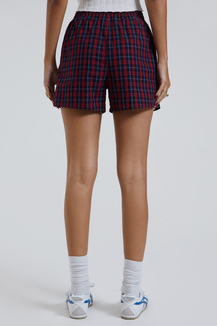 Women Jaded London Shorts & Jorts | Red Tartan Boxer Short