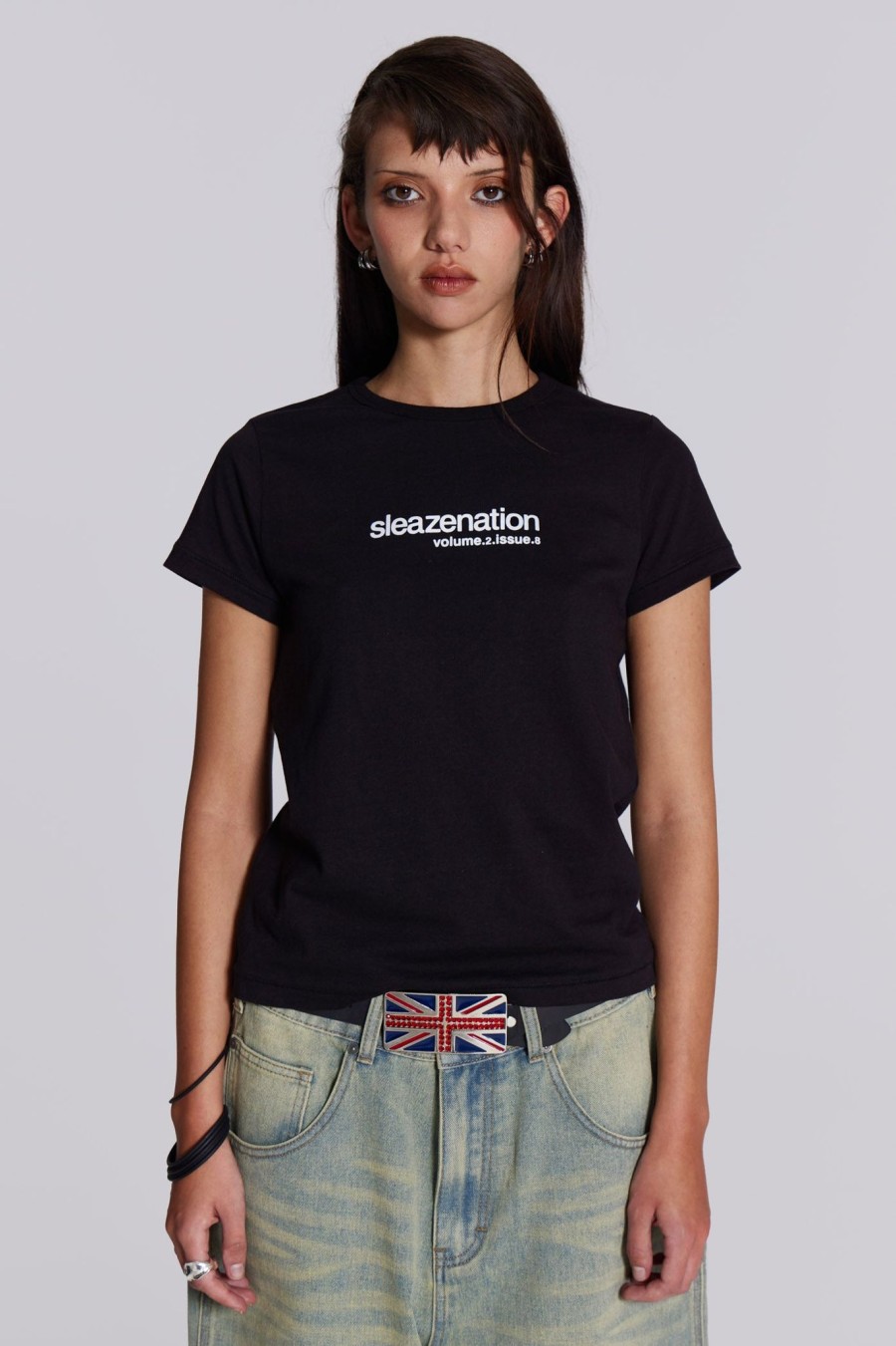 Women Jaded London T-Shirts | Black How Are You? Tee