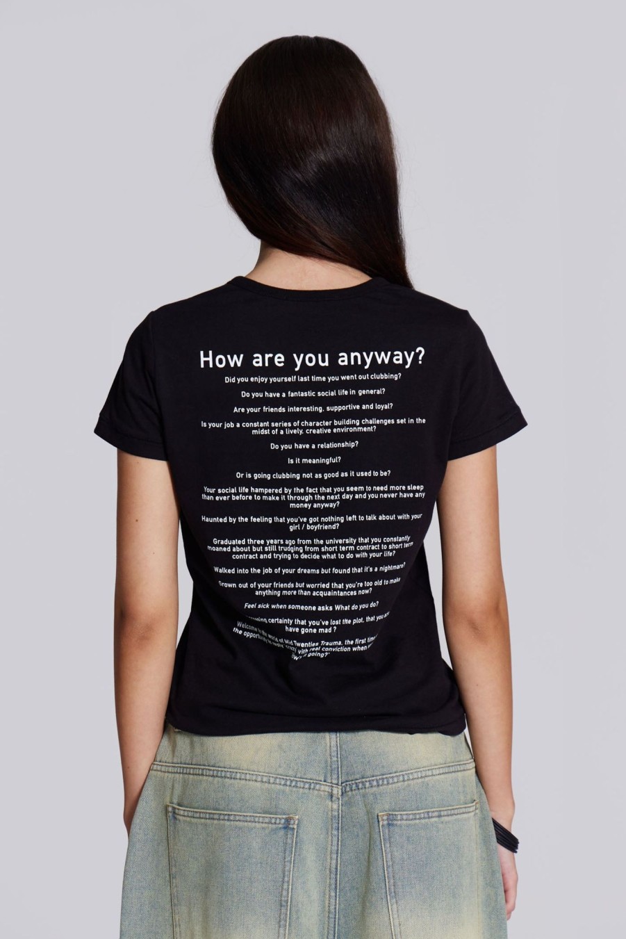 Women Jaded London T-Shirts | Black How Are You? Tee