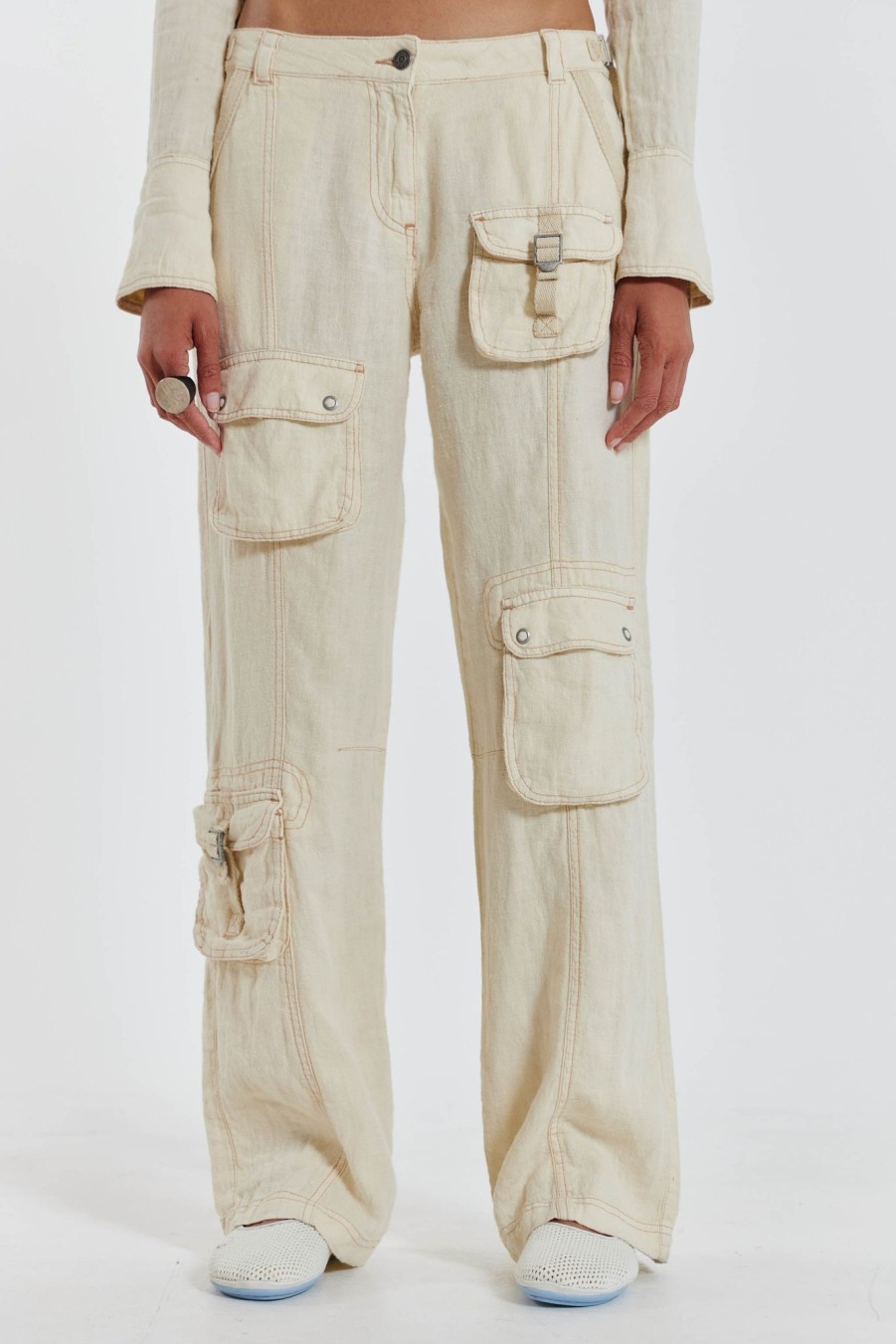 Women Jaded London | Santal Linen Cargo Trousers