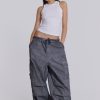 Women Jaded London Trousers & Pants | Black Oil Wash Parachute Pants