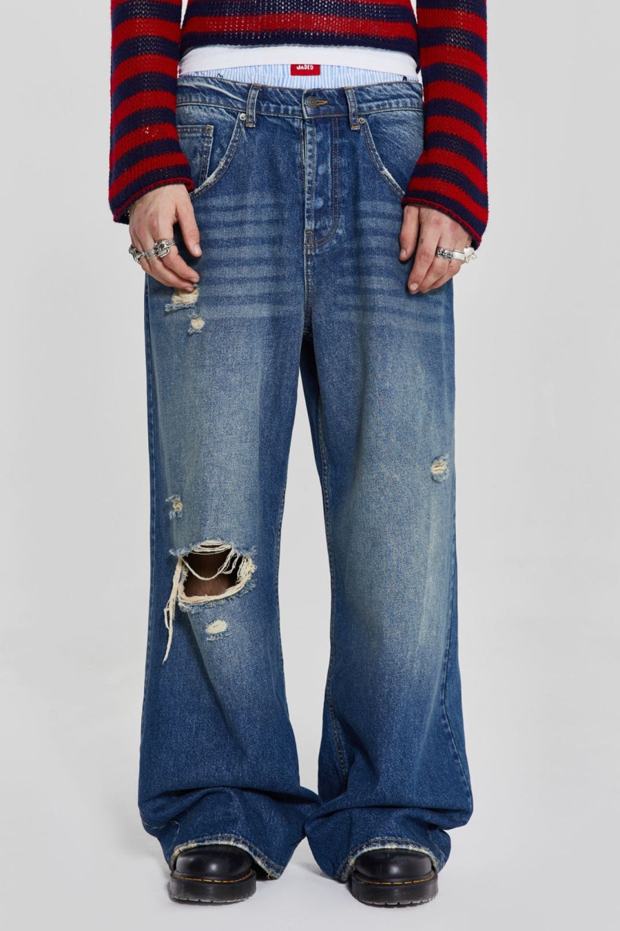 Women Jaded London Colossus Jeans | Vintage Blue Colossus Flare Jeans