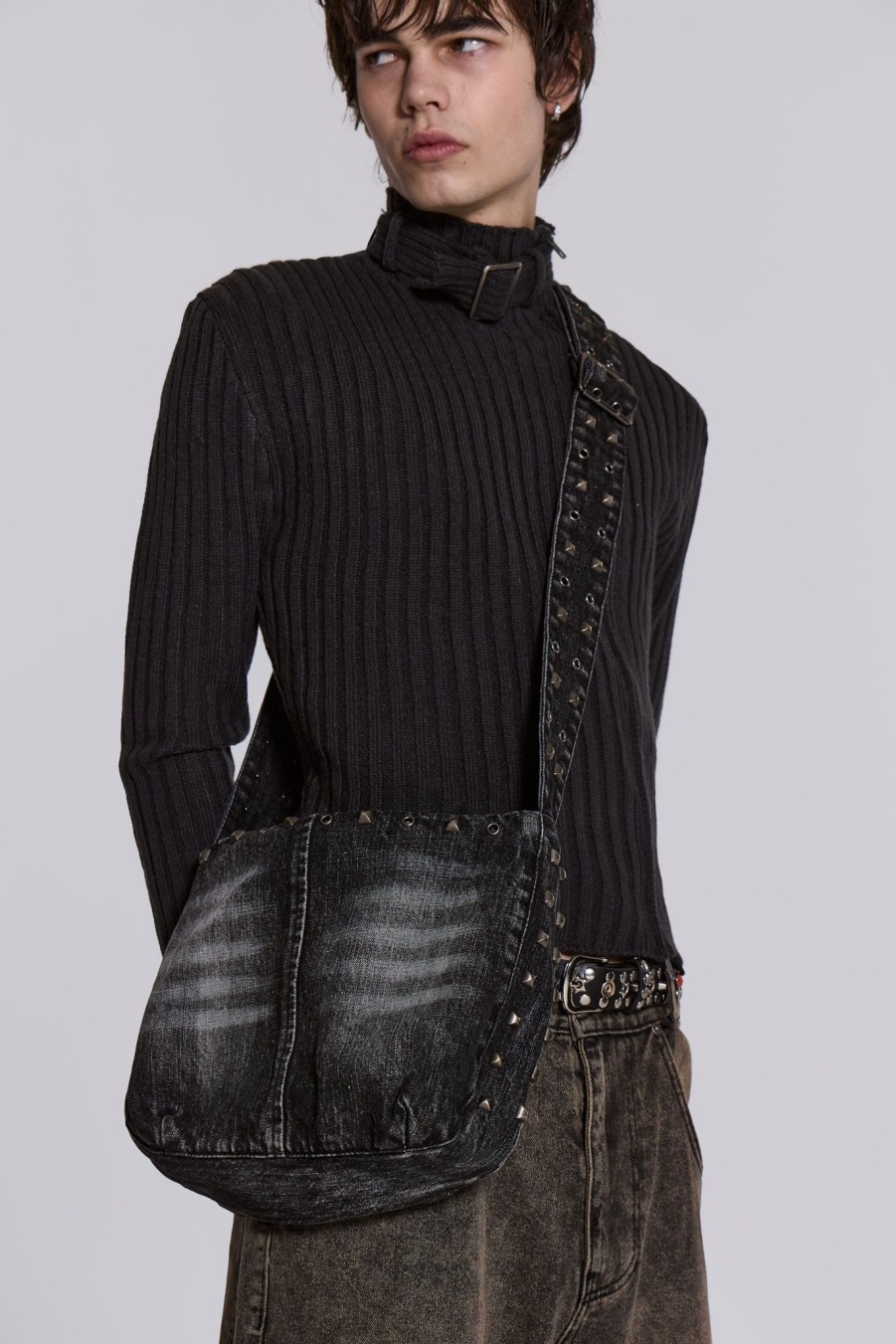 Men Jaded London | Studded Frankie Cross Body Bag