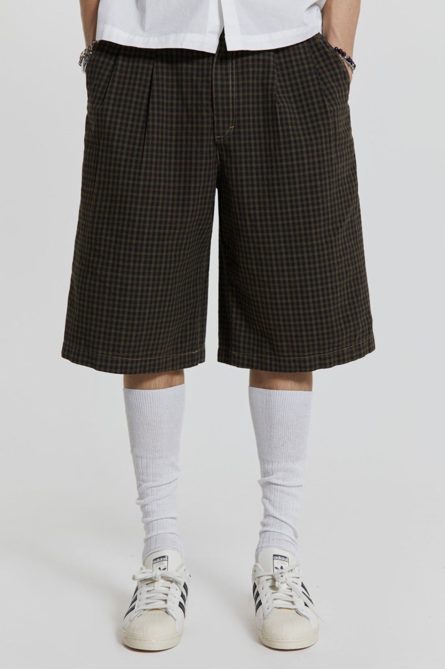 Men Jaded London Shorts & Jorts | Charcoal Check Fairway Shorts