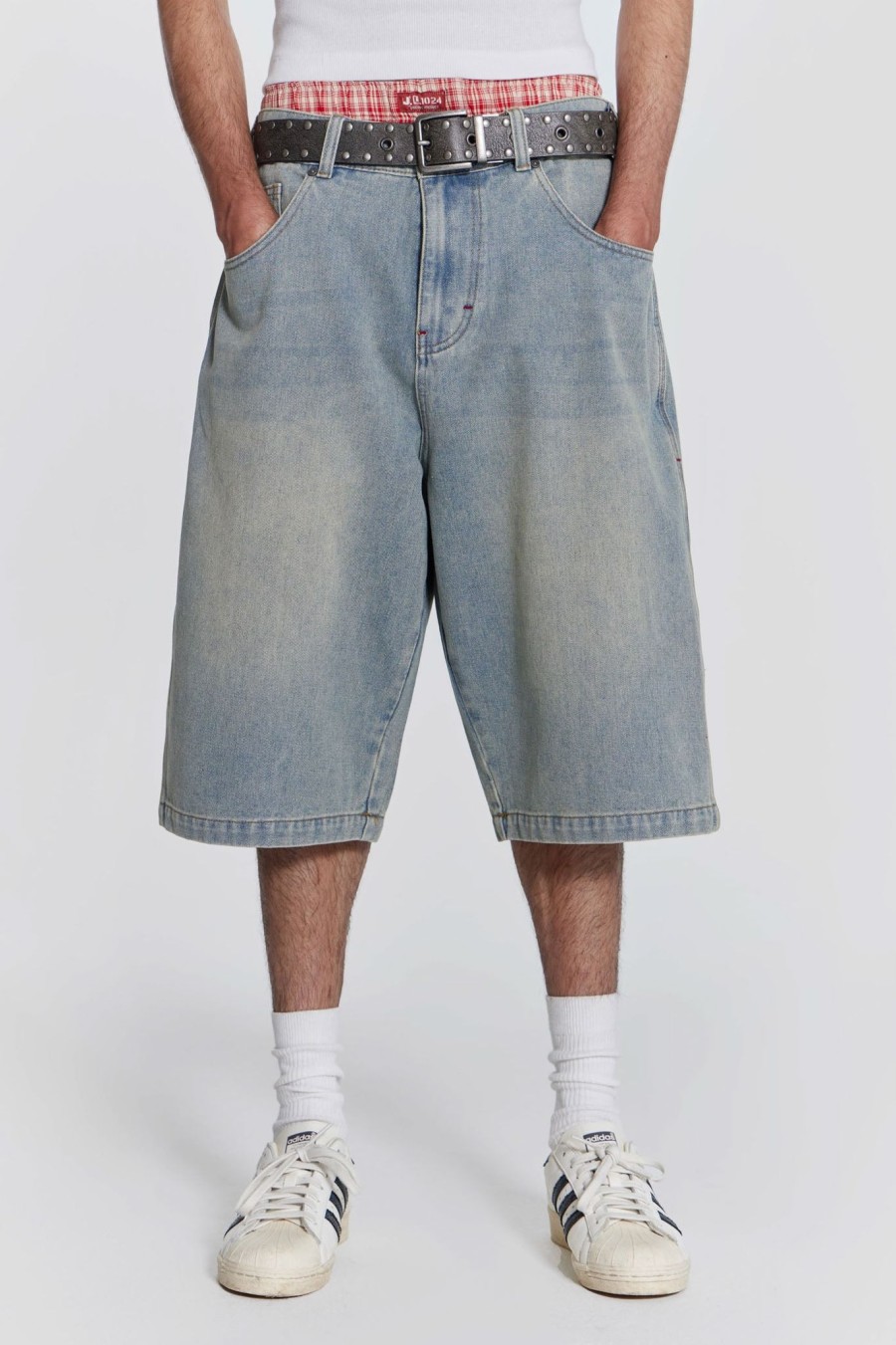 Men Jaded London Jorts | Light Wash Jumbo Jorts