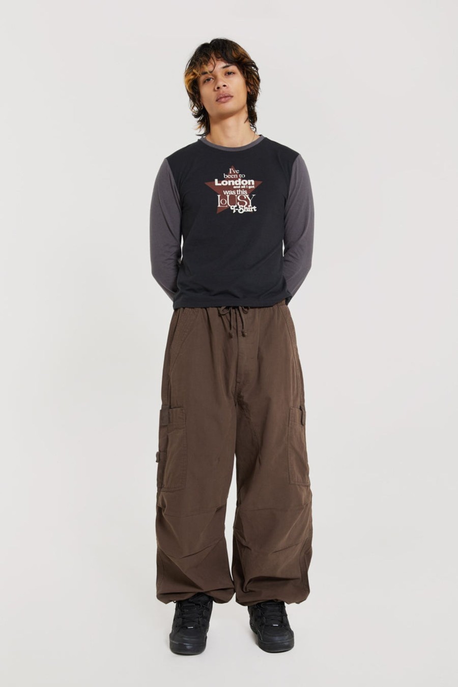 Men Jaded London Parachute Pants | Brown Parachute Cargo Pants