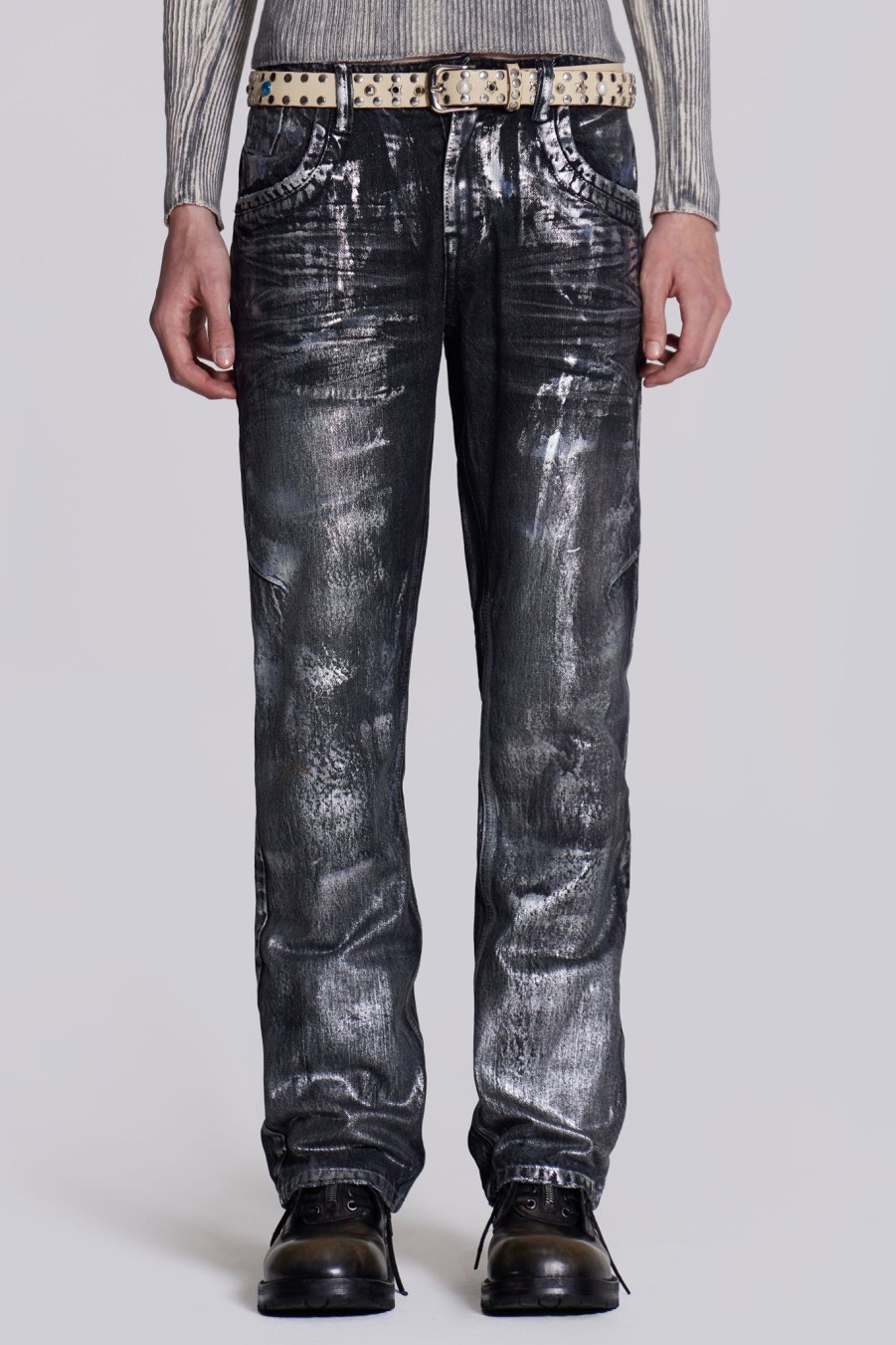 Men Jaded London Slim & Straight Jeans | Gunmetal Reed Jeans