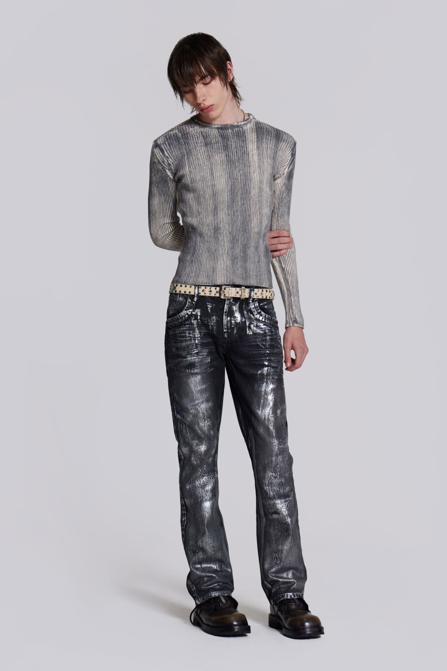 Men Jaded London Slim & Straight Jeans | Gunmetal Reed Jeans